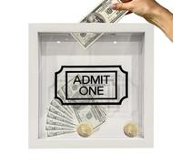 Quzente Ticket Shadow Box, Travel Ticket Box Photo Album Storage Box, Frame Has Slots Top, Suitable For Concerts, Cinemas, Airplane Ticket Stubs - 8/12 Inch