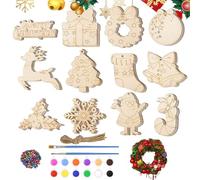 Quzente Unfinished Wooden Ornaments | Holiday Decoration Making Kit,Wooden Christmas Ornaments Making Kit for Ceiling Fireplace Outdoors Classroom Party Festival Holiday