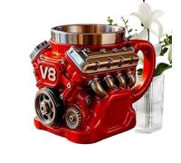 Quzente V8 Engine Mug, Realistic Engine Shaped Coffee Mug, 300ml, V8 Engines Cup 3D Creative, Retro Personalized Coffee Cup, Stylish Present for Cars Enthusiasts & Racing Fans