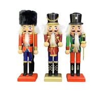 Quzente Wooden Nutcracker Soldiers, 20CM Christmas Traditional Nutcracker Painted Soldier Decoration, Handpainted Nutcracker Puppet Set For Home Fireplace Christmas Tree Party Decoration