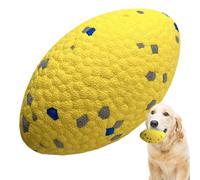 Quzente Yellow Squeaky Dog Ball, High Elasticity Teeth Cleaning Pet Chew Ball, Tear-resistant Teething Toy, Indestructible Interactive Pet Toy For Training Dogs Catch And Fetch (football)
