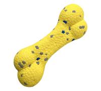Quzente Yellow Squeaky Dog Ball, High Elasticity Teeth Cleaning Pet Chew Ball, Tear-resistant Teething Toy, Indestructible Interactive Pet Toy For Training Dogs Catch And Fetch (bone)