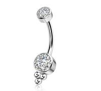 QUZIONE G23 Titanium Belly Button Rings 14G Internally Threaded 10mm Curved Barbell Navel Piercing Jewelry with CZ Crystals, Dangle & Floating Hypoallergenic Belly Rings, 14G, Titanium, cubic zirconia
