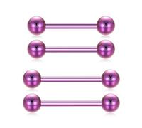 QUZIONE G23 Titanium Straight Barbell,Internally Threaded Nipple & Tongue Rings 14G/ 12mm 14mm/ 5mm Balls /9 Colors-Hypoallergenic,Sold as Pair, 12MM, Titanium, no gemstone