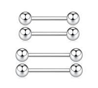 QUZIONE G23 Titanium Straight Barbell,Internally Threaded Nipple & Tongue Rings 14G/ 12mm 14mm/ 5mm Balls /9 Colors-Hypoallergenic,Sold as Pair, 12MM, Titanium, no gemstone