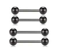 QUZIONE G23 Titanium Straight Barbell,Internally Threaded Nipple & Tongue Rings 14G/ 12mm 14mm/ 5mm Balls /9 Colors-Hypoallergenic,Sold as Pair, 12MM, Titanium, no gemstone
