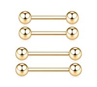 QUZIONE G23 Titanium Straight Barbell,Internally Threaded Nipple & Tongue Rings 14G/ 12mm 14mm/ 5mm Balls /9 Colors-Hypoallergenic,Sold as Pair, 12MM, Titanium, no gemstone