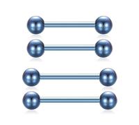 QUZIONE G23 Titanium Straight Barbell,Internally Threaded Nipple & Tongue Rings 14G/ 12mm 14mm/ 5mm Balls /9 Colors-Hypoallergenic,Sold as Pair, 12MM, Titanium, no gemstone