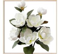 QUZIREVA 3 Pcs Artificial Magnolia Flowers Artificial Flower Long Stem Real Touch Faux Flowers Magnolia Outdoor Indoor Home Decoration Realistic Magnolia Branch DIY Arrangement for Wedding Home Décor