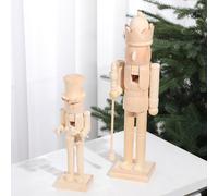 Quzzil 2 Pcs Christmas Nutcracker Ornaments Neutral Nutcracker Figures 10'' 15''Christmas Decor Ornament Soldier Festive Collectible Gift for Table Fireplace Shelf Desktop(Log Color,Wooden)