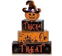 Quzzil 4 Pcs Halloween Decor for Home Witch Brew Pumpkin Wooden Signs with Sayings Halloween Tiered Tray Decoration Wooden Table Decorations for Farmhouse Decor(Witch Pumpkin)