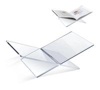 Quzzil Clear Acrylic Book Stands, Large 15.8" x 9.5" x 5.4" Book Holder for Display Reading Open Coffee Table Stand for Cookbooks, Bible, Quran, Art, Magazines (Transparency)