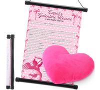 Quzzil Galentine's Day Party Game Pass the Heart Game Galentines Left Right Story Hanging Scroll with Plush Heart Valentine's Gift for Women Besties Adults Party Supplies Activities Challenge Prizes