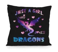 Qvapt Just a Girl Who Loves Dragons Pillow Covers,Dragons Pillow Covers 18x20,Dragons Decor Throw Pillow Covers,Dragons Gifts for Dragons Lovers Women,Dragons Gifts