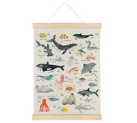 Qvapt Ocean Animals Alphabet Banner,Sea Animal Room Decor,Abc Wall Decor,Abc Wall Art,Animal Poster Kids Room,Sea Animals Classroom Posters 12x16 with Hanger