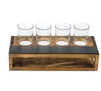 QVEEQ Beer Flight Only, Beer Flight Boards with 2 Writing Boards and A Beer Flight Glasses Bulker That Holds 8 Beer Glasses, Beer Flight Board with Handles for Parties, Holidays, Birthdays
