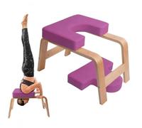 QVEEQ Yoga Headstand Bench, Yoga Inversion Chair, Headstand Trainer with Wood Frame and Pu Pad,Stand Yoga Chair Stress Relief, Balance Training, Body Shaping, Load Capacity 300 Pounds