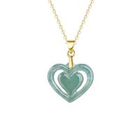 QVFVJA Real Green Jade Pendant Necklace for Women Donut/Heart/Clover/Drop/Rose/Lotus Flower Real Jadeite Jewelry with Gold Plated 925 Sterling Silver Chain, Medium, Jadeite, Jade