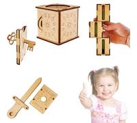 Qvhgnxcm Magic Tricks, Handcrafted Wooden DIY Magic Set, Sword Through Finger & Magic Pencil Box & Key Through Coin, Prank Set for Adults and Kids, Magic Kit & Magic Toy