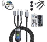 Qvhgnxcm Transparent Luminous Super Fast Charging 3-in-1 Data Cable - 100W Multi-Charger Cable - Charge Multiple Devices Simultaneously -Compatible with All Mobile Phone Charging Ports (2.0m)