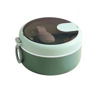 QVK Double Layer Salad Bowl Set, Includes a Fork Spoon and lid, is Leak Proof and airtight, has Dual Sided Ear Style Handles, and is Microwave Safe.-Green