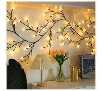 QVK Halloween LED Decorative Lights, Indoor and Outdoor Tree Branch Rattan Lights, Battery and U+B Powered, 8 Lighting Modes, Suitable for Party Yard Haunted House Decorations (Yellow)