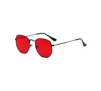 QVKUUT Retro Hexagonal Metal Sunglasses Ultralight UV400 Women Men