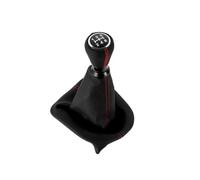 QVQOJCTH Car Parts Blue White Red Suture Car Gear Shift Knob with Collars Gear Shift Lever Dust Cover Interior Parts for Peugeot 207 307(Red line)