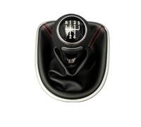 QVQOJCTH Car Parts for Seat Leon II Toledo III Altea XL 2005-2012 Car 5 6 Speed Gear Shift Knob with Leather Boot Cover Shifter Lever Stick(5 Speed Red Line)