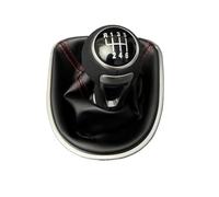 QVQOJCTH Car Parts for Seat Leon II Toledo III Altea XL 2005-2012 Car 5 6 Speed Gear Shift Knob with Leather Boot Cover Shifter Lever Stick(6 Speed Red Line)