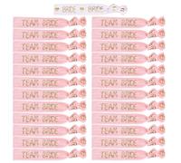 Qvunwlin 25PCS Bride Team Wristbands & Hair Ties, Elastic Bachelorette Party Favors for Wedding, Bridal Shower, Hen Night, Hen Do Party, Bride Tribe Elastic Bracelets & Hairbands (White+Pink)