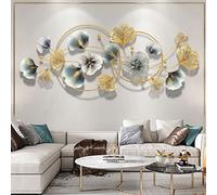QW Home Metal Art, 3D Golden Ginkgo Leaves with Frame, Gold Wall Sculpture for Study, Living Room, Bedroom, Hotel Decor