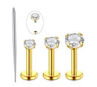 QWALIT 16G Clear Lip Rings Studs Plastic Medusa Labret Piercing Jewelry Push in Cartilage Earring Tragus Earrings Threadless Helix Piercing Jewelry Helix Earrings 6mm 8mm 10mm, Stainless Steel