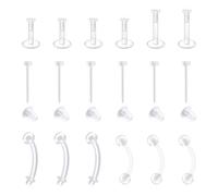 QWALIT 20g 18g Clear Nose Studs for Work Clear Nose Rings for Work Clear Nose Piercing Plastic Nose Rings for Surgery Invisible Nose Ring Retainer Clear Nose Ring Spacers Nose Retainers, Plastic