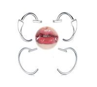 QWALIT Fake Lip Piercing Fake Lip Ring Cuffs Clip on Vampire Teeth Fangs Faux Snake Bites Hoops Clip Nose Ring Hoops non Piercing Jewelry for Halloween Jewelry for Women Men 2pair