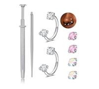 QWALIT Nose Studs & Rings - 18g & 20g Surgical Steel Nose Piercing Studs - Small, Threadless, L-Shaped - 18 & 20 Gauge - Silver, Gold, Black, 18g, 6mm, 7mm, Metal, stainless-steel