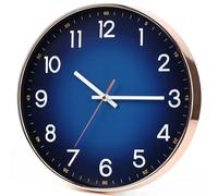 QWANPET Navy Blue Wall Clock, Quality Quartz Silent Non-Ticking Battery Operated, 12" Modern Round Wall Clocks for Living Room Bedroom Kitchen Home Wall Decor(LJ)