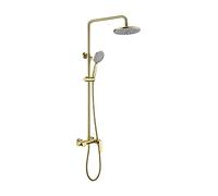 QWAXTRIW 10 Inch Wall Mounted Shower Combo Set Hot & Cold Water Rainfall Shower Head Multifunctional Handheld Shower Bathtub Faucet in Brushed Gold Finish