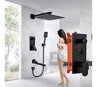 QWAXTRIW 3 Function Matte Black Digital Shower Faucet Modern Bathroom Showerhead with 3 Controls for Ultimate Water Experience Sleek Design for Home Spa