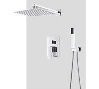 QWAXTRIW Concealed Shower Faucet Set Wall Mounted Chrome Brass Mixer Tap with Hand Shower & 8" Waterfall Overhead Shower Head Advanced Air Injection Technology for Spa Experience