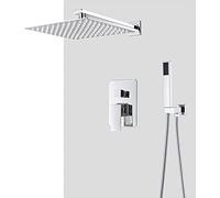 QWAXTRIW Concealed Shower Faucet Set Wall Mounted Chrome Brass Mixer Tap with Hand Shower & 8" Waterfall Overhead Shower Head Advanced Air Injection Technology for Luxurious Spa Experience