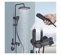 QWAXTRIW Digital Black Shower Mixer Smart Brass Bath Faucets Rainfall Shower Set Cold & Hot Water Cascade Tap Modern Grey Showerhead Luxury Bathroom Fixtures