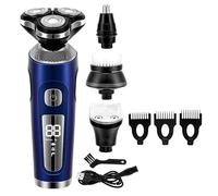 QWAXTRIW Electric Razor for Men, 4 in 1 Electric Shaver 3D Floating Cutters USB Fast Charge Shaving Razor Machine for Men Blades Portable Beard Trimmer Clipper (Color : Silver with Box)