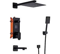 QWAXTRIW Matte Black Digital Shower Faucet 3 Function Bath Shower Tap Stylish Bathroom Accessory Adjustable Water Flow Modern Design for Home Spa Experience