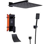 QWAXTRIW Matte Black Digital Shower Faucet 3 Functions Modern Bathroom Shower Mixer Adjustable Water Flow Control Stylish and Versatile Rainfall Handheld and Body Spray.