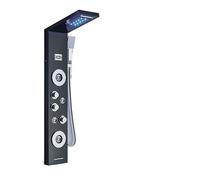 QWAXTRIW Matte Black Thermostatic Shower Set with LED Waterfall Rain Shower Head Dual Handheld Shower SPA Shower Column Panel (6004 Gold 1)