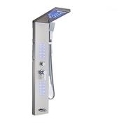 QWAXTRIW Matte Black Thermostatic Shower Set with LED Waterfall Rainfall Showerhead SPA Shower Panel Double Handheld Shower Bathroom Column (Gold 6004)