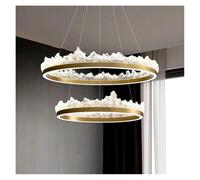 QWAXTRIW Modern Light Luxury Living Room Chandelier Ceiling Hanging Lamp Led for The Indoor Lighting(APP with RC Dimmable,2 Rings 60 80cm Gold)