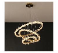 QWAXTRIW Modern Luxury Ceiling Chandelier Interior Decoration Shop Restaurant Living Room Crystal Pendant Lighs LED Ring Light(RC Dimming,3rings D100 80 60cmA)