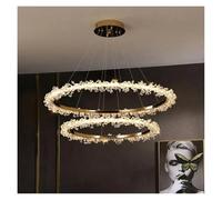 QWAXTRIW Modern Luxury Ceiling Chandelier Interior Decoration Shop Restaurant Living Room Crystal Pendant Lighs LED Ring Light(3-Color Light,2rings D80 60cm)
